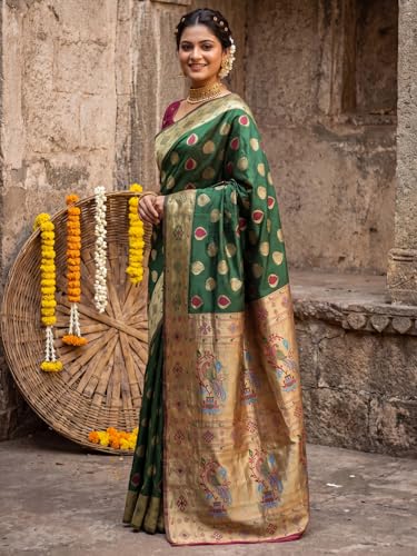 Image of AKHILAM Women's Kanjivaram Pure Soft Silk Saree For Women Saree With Unstitched Blouse Piece |Soft banarasi saree for women|silk saree pure silk
