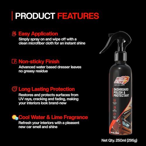 Image of Car Dashboard Polish & Protectant | 250ml (295g) | Dashboard Dresser | Car Polish for Interior Plastic, Vinyl & Leather Trims | Non-Sticky | Protects, Shines & Conditions | Lime Fragrance