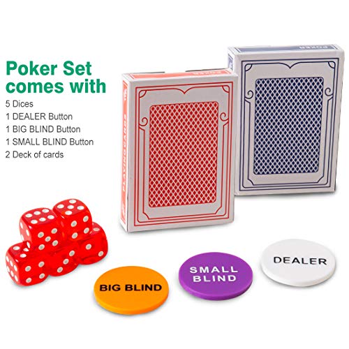Tocebe Poker Chip Set, 300PCS Poker Chips with Aluminum Case, 11.5 Gram Poker Set for Texas Holdem Blackjack Gambling - Thumbnail 5