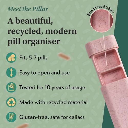Image of Pillar - 7-Day Pill Organizer | Weekly Medicine Pill Container Travel Box - Aesthetic Medication Holder - Stylish Travel Pill Case - Cute Small Medication Organizer 7 Day for Women (Soft Pink)