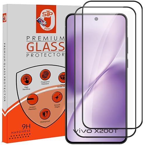 Image of STP FEEL Premium Tempered Glass Screen Protector Guard Compatible For Vivo X200T 5G (Ultrasonic Fingerprint Working) (6.67 Inch , Pack of 2) | Edge to Edge Coverage With Easy to installation kit for Smartphone