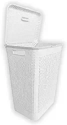 Cesto De Roupa Suja Organizador 72 Litros Lavanderia Alça E Tampa Brinquedo Quarto Multiuso Flexível (Branco)