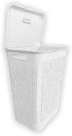 Cesto De Roupa Suja Organizador 72 Litros Lavanderia Alça E Tampa Brinquedo Quarto Multiuso Flexível (Branco)