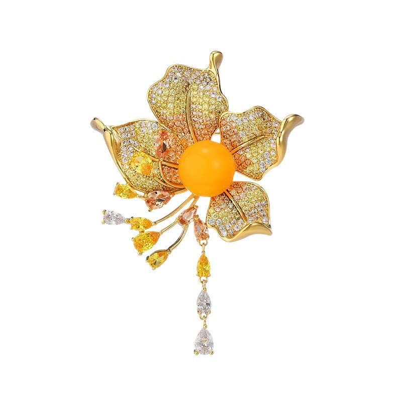 Image of Flower Brooch for Women Rhinestone Flower Brooch Pins Floral Brooches Jewelry Gift for Mom Wife