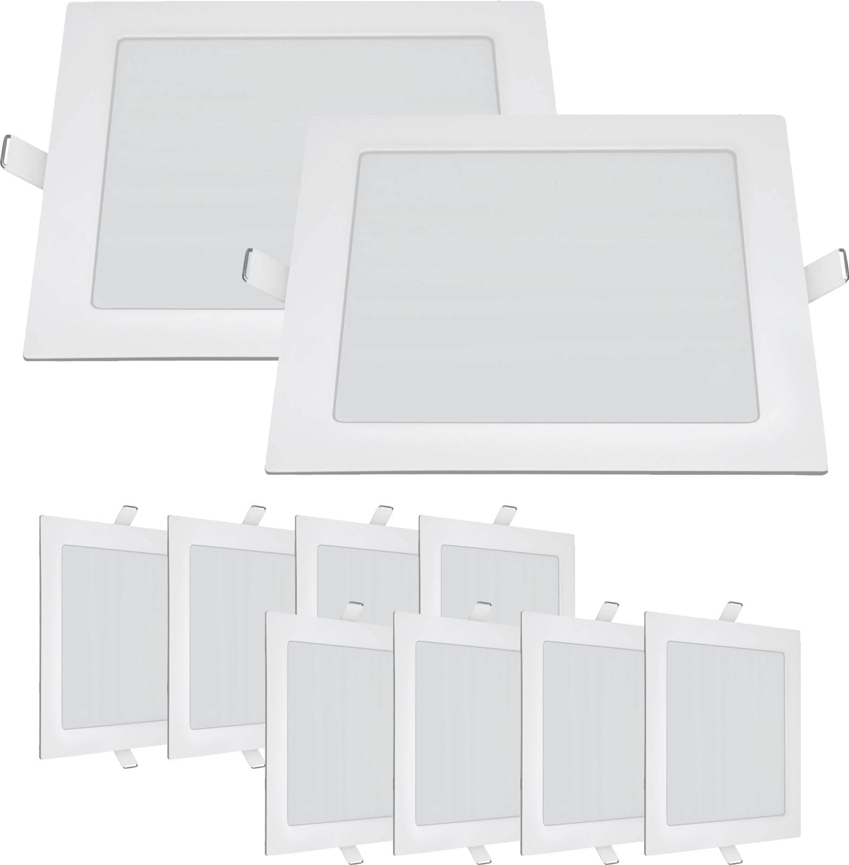 VZLED - Downlight LED 20W empotrar cuadrado, Plafón techo led cuadrado extraplano, Plafón cocina LED, Lámpara techo, Luz blanco frío 6500K (Pack 10)