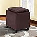 Armen Living Rainbow Ottoman in Eggplant Fabric and Black Wood Finish