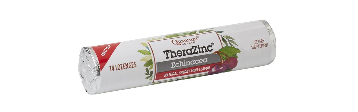 Quantum Health TheraZinc Echinacea Roll, Cherry Mint Lozenges, Made with Zinc Gluconate Immune Support, 14 Lozenges (Pack of 12)