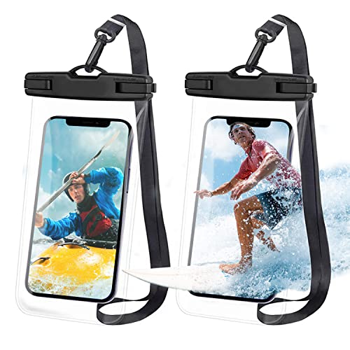 Laizego Waterproof Phone Pouch 2 Pack Universal IPX8 Waterproof Phone Case for Swimming Underwater Phone Dry Bag for iPhone 17 16 15 14 13 Pro Max Plus XS Samsung S26 S25 S24 up to 7 white