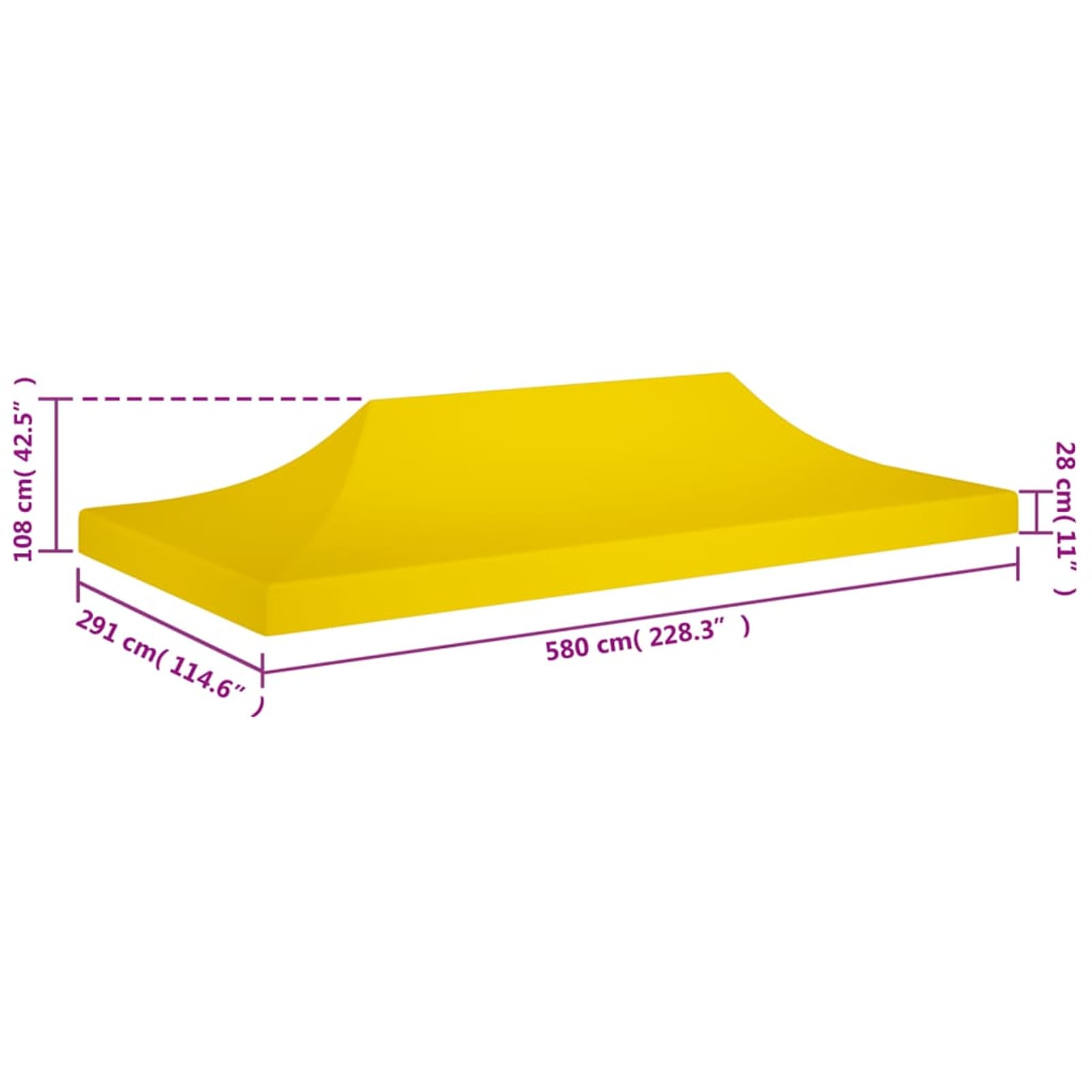 Homgoday Dach namiotowy 6 x 3 m żółty 270 g/m², dekoracja, pawilon ogrodowy składany do ogrodu balkon taras