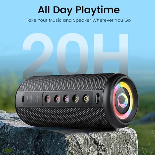 undefined dotn Portable Bluetooth Speaker, 2026 Bluetooth 5.4 Wireless Speaker with 20W HD Loud Stereo Sound, 20H Playtime, LED Lights, IP7, TWS Pairing, Built-in Mic, for Outdoor, Home, Beach, Party, Gift の商品画像 4