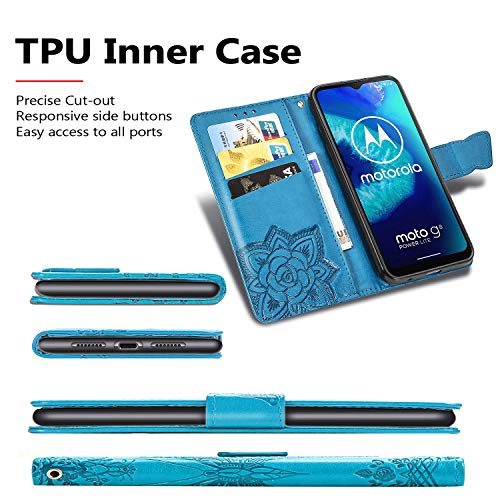 Dedux Brieftasche Hülle für Motorola Moto G8 Power Lite, Geprägt Schöne Schmetterlinge und Rose Blume Lederbezug, Premium Leder Flip Schutzhülle mit Standfunktion und Kartenfächer – Bild 3
