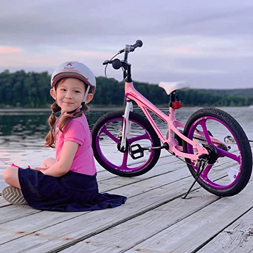 Image of RoyalBaby 16 Inch Kids Bike Mg Aluminum Alloy Childrens Bicycle with Disc Brakes Training Wheel Kickstand for Boys Girls Ages 4-6 Pink