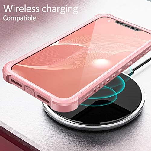 Dexnor Case Compatible with Iphone 12 Pro Max 6.7 Inch, 360 Degree Full Body Shockproof Front and Back Protective Cover with Built-in Screen Protector - Baby Pink