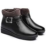  Mujer Botas de Nieve Zapatos Invierno Impermeables Calientes Botine Forradas Cortas Tobillo Boots de Cuero