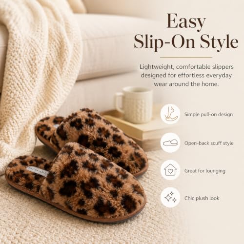 Image of Laura Ashley Ladies All Over Plush W /Memory Foam Slippers