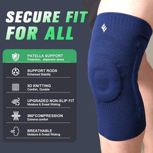 Image of NEENCA Compression Knee Sleeve with Patella Stabilizer, Enhanced Stability, Joint Pain Relief & Improved Performance for Sports, Fitness & Recovery (Large)