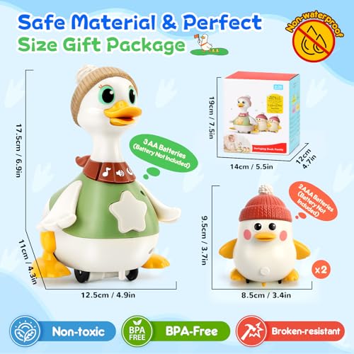 Image of KETIEE Baby Toys 6-12 Months Musical Dancing Duck Set | Tummy Time Crawling Toy with Lights and Sounds, 3 Interactive Ducks for Sensory Development, Gift for 1-3 Year Old Boy Girl