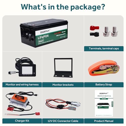 Image of 48V Lithium Golf Cart Battery Conversion Kit, 200A BMS(1000A Peak Current), with Touch Monitor and 12V DC interface, 4000+ Cycles 48V Lithium Battery with Charger Perfect for Golf Carts(102AH)