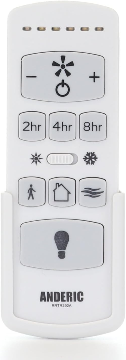 Anderic RRTR292A for Harbor Breeze KUJCE10612 TR292A TRD050G1M 2AQZU18053 Ceiling Fan Remote Control - 6-Speed - White/Gray