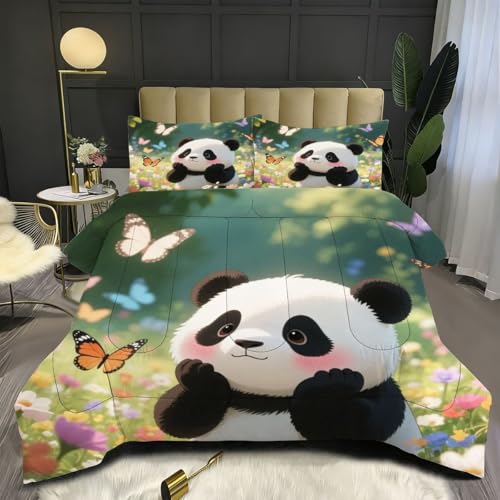 Nuphtun Edredón 220x240 2.4 kg | Animal Panda, Arte en 3D sobre Tejido de Microfibra Premium, Relleno de Algodón 200 gsm de Altísima Calidad, Placer Sensorial Que Renueva Energías C31