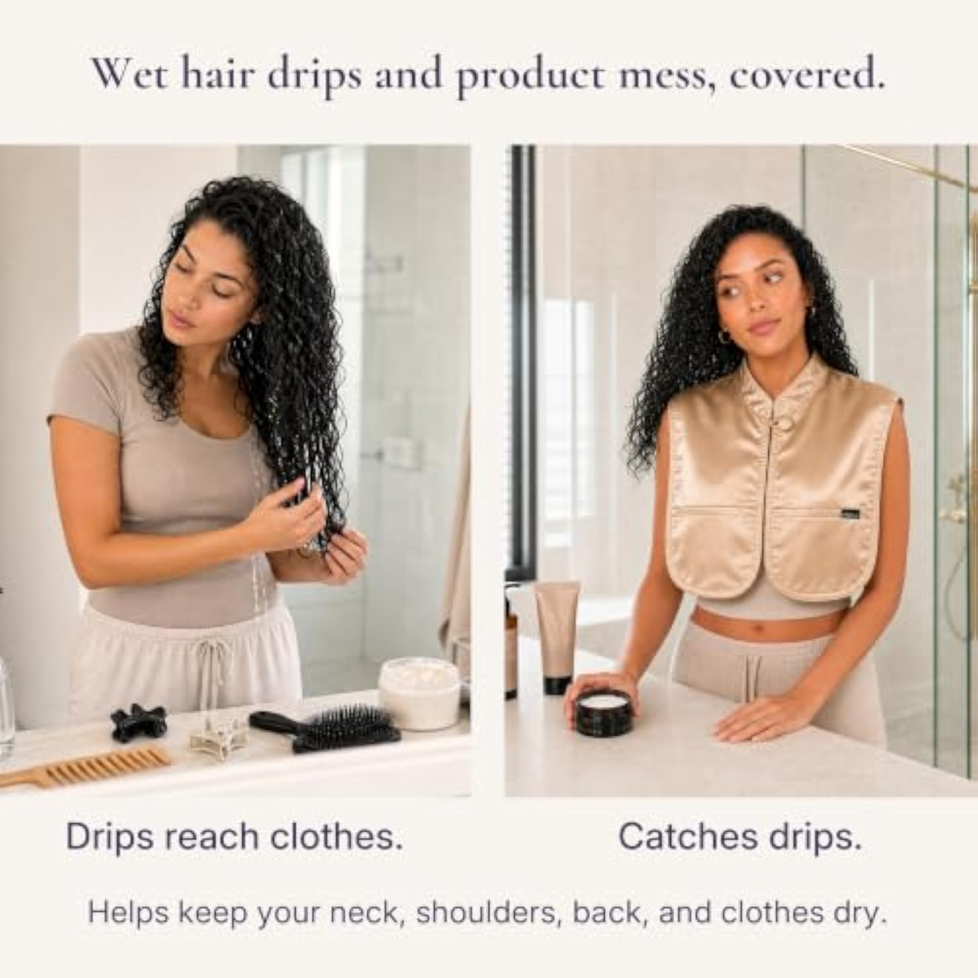 Wearable Beauty Cover for Wet Hair, Satin + Cotton Drape