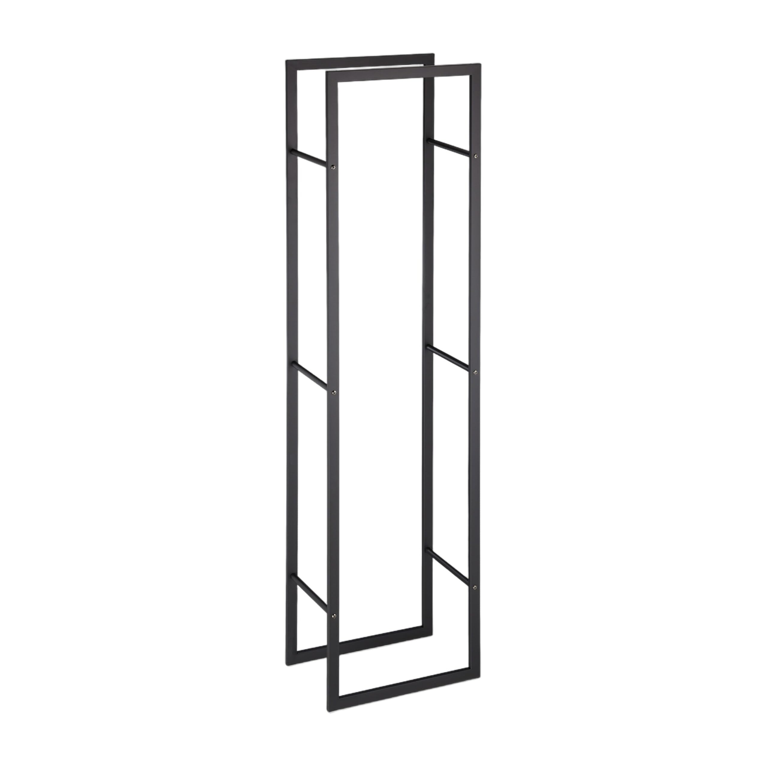Relaxdays Scaffale Portalegna, Metallo, HLP: 170x44,5x30 cm, Porta Legna da Ardere per Stufa e Camino per Interni, Nero