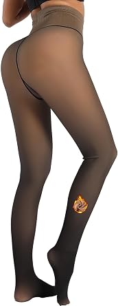 MERYLURE High Waist Fleece Lined Tights Women Skin Tone, Fake Translucent Winter Warm Pantyhose Thick Thermal Leggings