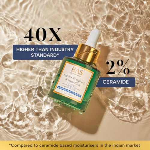 Image of RAS Luxury Oils Barrier Repairing & Hydrating Advanced Booster Serum with 2% Hyaluronic Acid, 2% Ceramides, 3% Marine Extracts for Instant Hydration | Repairs Damaged Skin Barrier, 30 ml