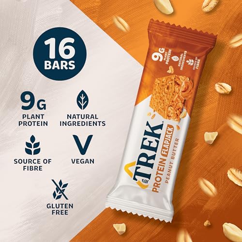 JB's Trek High Protein Flapjack Peanut Butter - Gluten Free - Plant Based - Vegan Snack - 50g x 16 bars - Image 4