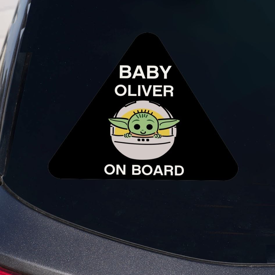 Wanapix | Custom Car Sticker | Triangle Shape 15x13cm | Baby Yoda
