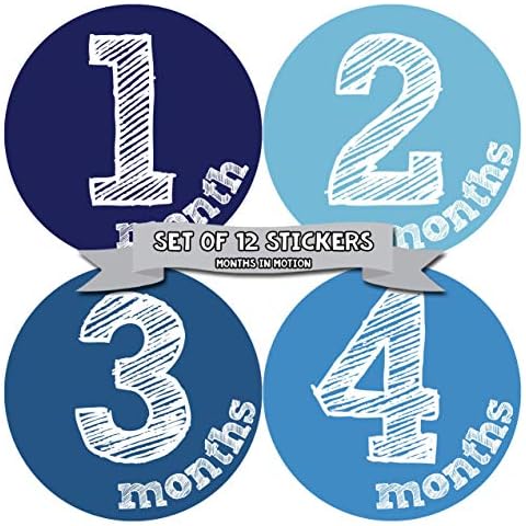 Months in Motion Baby Monthly Stickers Milestone Newborn Infant Gift First Year (Set of 12 Stickers) Cover