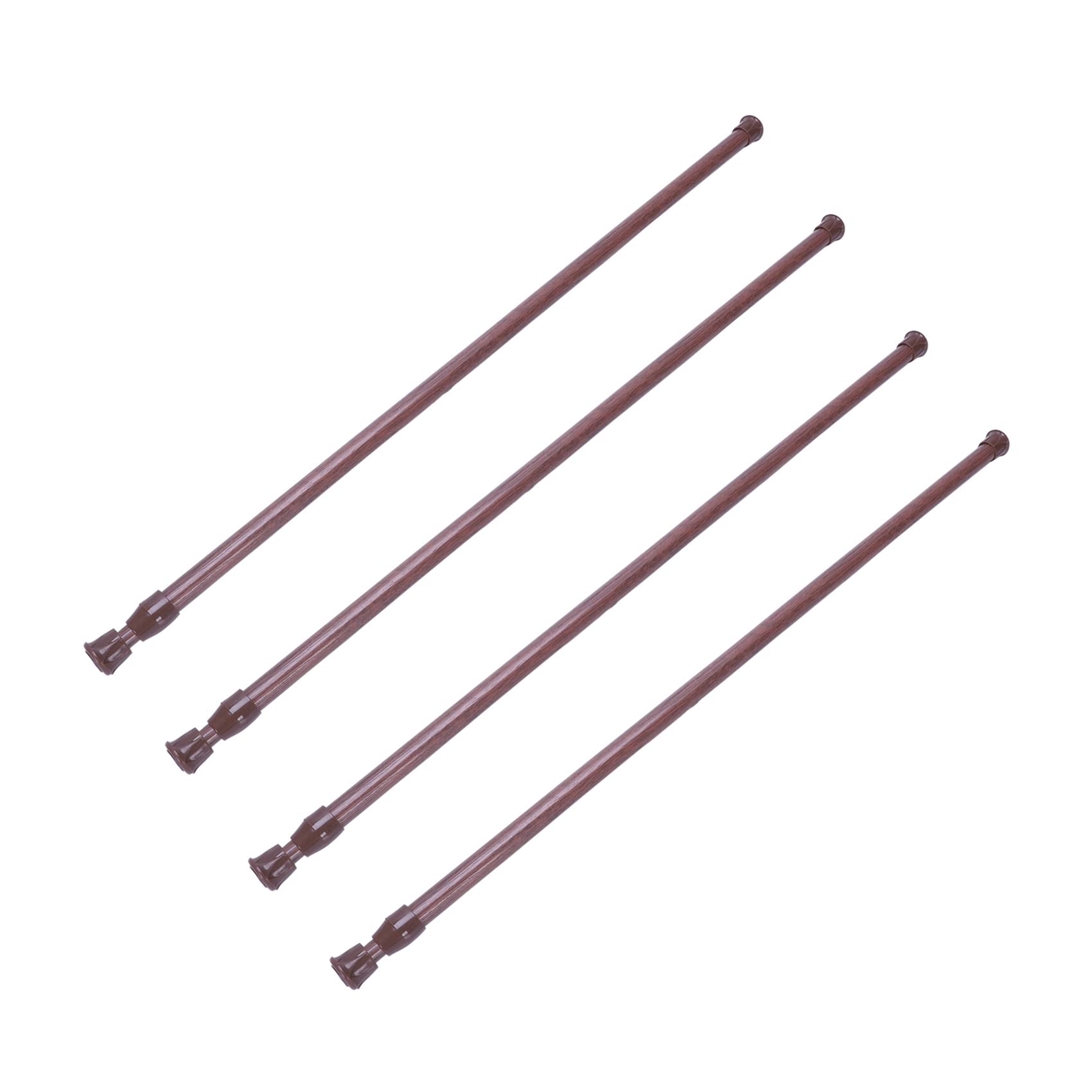 Hndhbfgrt 4X Extendable Telescopic Spring Loaded Net Voile Tension Curtain Rail Pole Rods,55-90cm,Wood Color