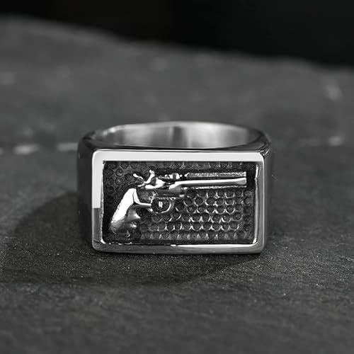Fashion Vintage Guns Ring Stainless Steel Cowboy Men Anel Punk Gothic Ring Mens Biker Jewelry NNHSTORE