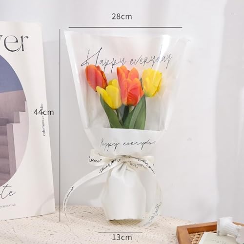 Miniatura 2 de 60 bolsas de regalo de flores de 11 x 5.1 x 17.3 pulgadas, fundas de papel kraft para ramos, papel de regalo de flores transparentes, bolsa de