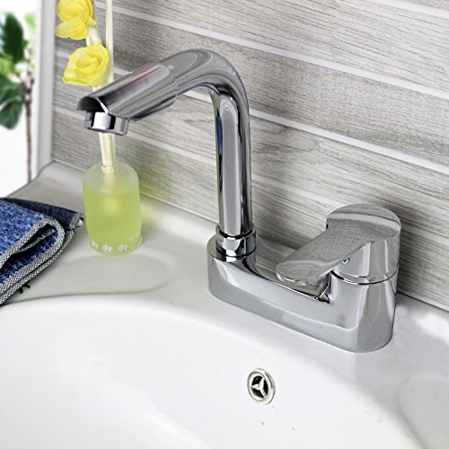 Grifo de baño de doble cuenca en cobre macizo con mezclador eficiente de agua fría y caliente