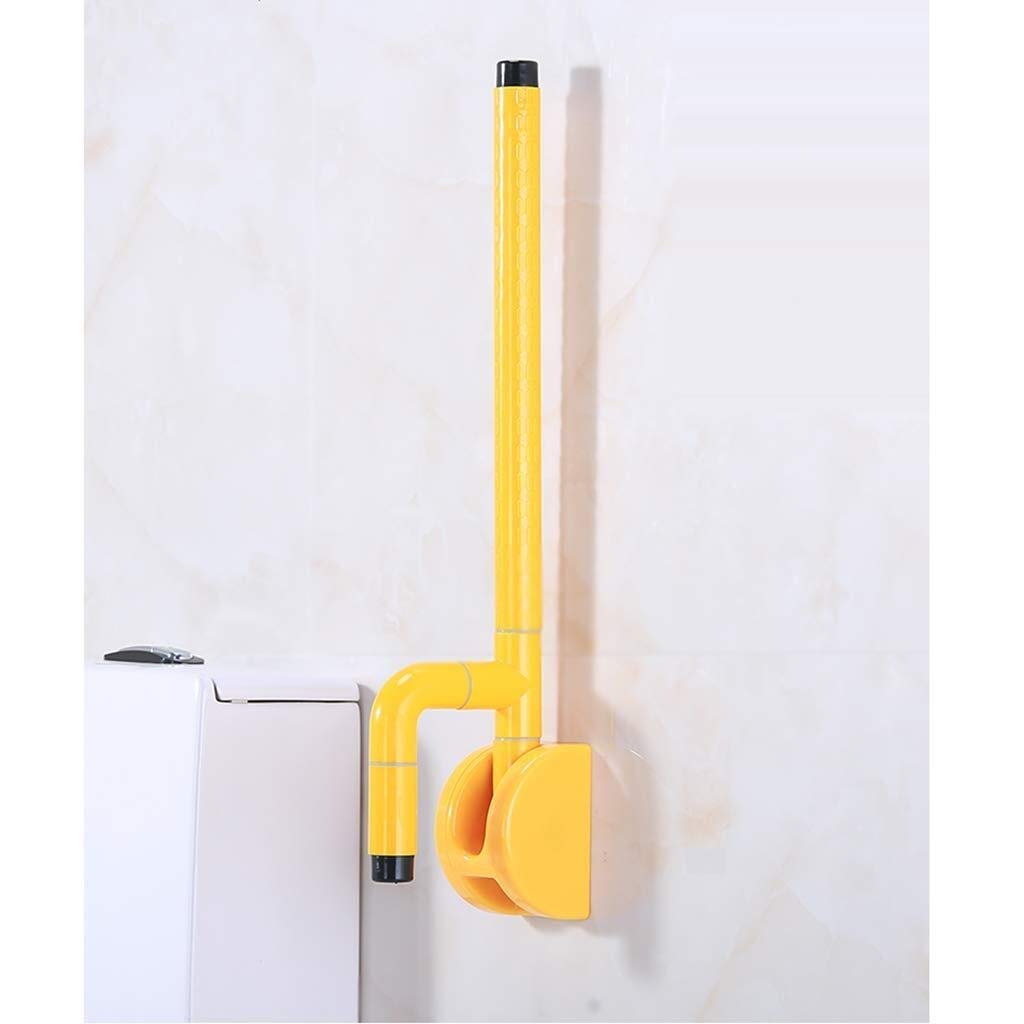 Barra de agarre plegable de acero inoxidable para personas mayores y discapacitadas, antideslizante, barra de apoyo de seguridad con mango de tubo exterior de nailon, color amarillo, 152 cm