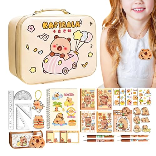 Juego de papelería | Kit de notas adhesivas de bolígrafos Carpincho | Útiles escolares estéticos | Para jardín de infantes, escuela, hogar, adolescentes, niños, niñas, estudiantes