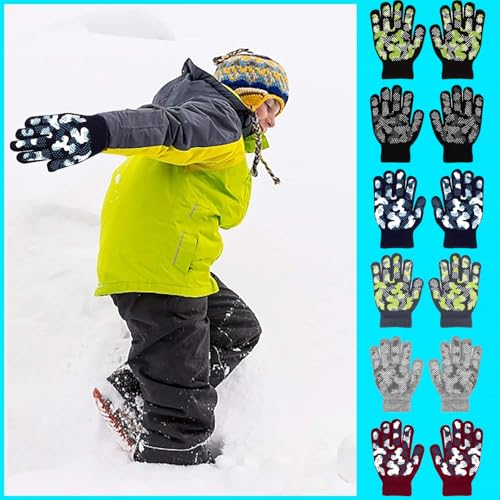 6 Pairs Girls Boys Magic Stretch Gripper Gloves Stretch Winter Kids Gloves Camouflage Full Fingers Glove for Boys 5-8 Years old Winter Camo Glove for Children3