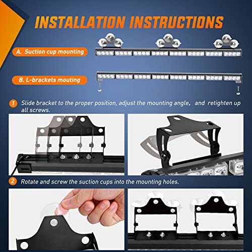 Image of Nilight 35 Inch LED Traffic Advisor Emergency Strobe Light Bar,Amber White