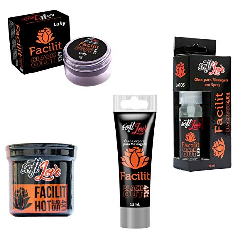 Kit Gel Lubrificante Anal Facilit Blackout 4x1