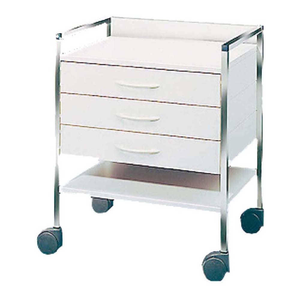 neoLab 2-7023 - Carrello base Variocar con 4 cassetti, 60 x 45 x 73 cm, colore: Argento/Bianco