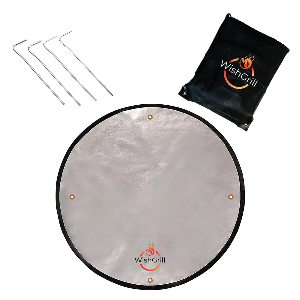 WishGrill 36" Round Fire Pit Mat with 4 Fixing Nails,3-Layer Fireproof Mat, Fire Pit Pad, Fire Pit Mats for Under Fire Pit, Under Grill Mat, Fire Pit Mat for Deck, Firepit Mats for Under Fire Pit