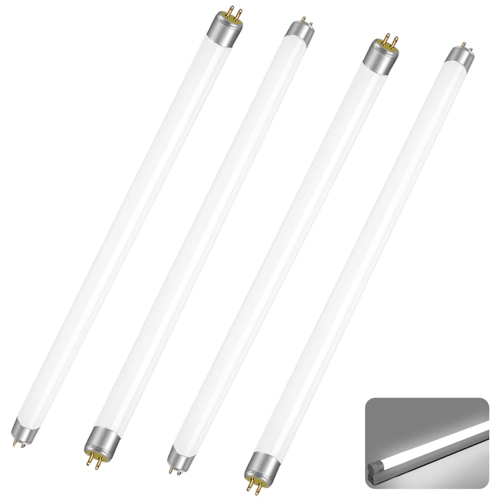 4 Pack Fluorescent Light Tubes, 18W T8 Fluorescent Tube, Size 600mm, Cool White 6500K, G13 Base Low Energy Consumption Tube Light, Emergency Energy Saving Bulb for Kitchen, Bathroom, Cabinet, Garage