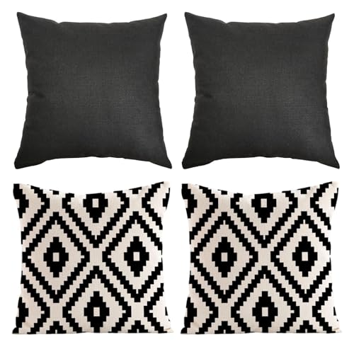 YcsRnn 4 Pcs Outdoor Cushions, Waterproof Garden Cushions, 40x40cm Durable Outdoor Cushion Covers for Garden Furniture, Patio Seating, and Indoor Sofa Decor