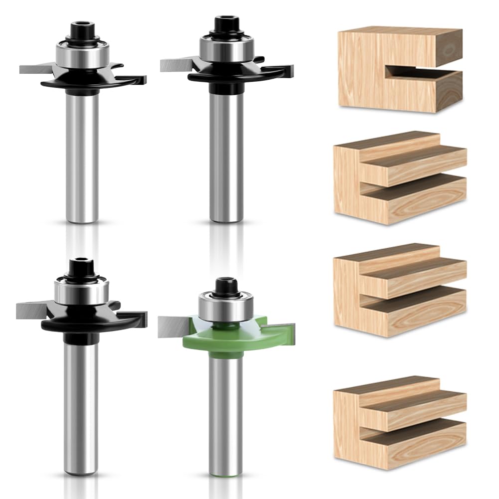 Produktbild von 4-teiliges Nutenfräser-Set – Bündigfräser & Schaftfräser 8 Mm, Hartmetall, Für Oberfräse, Holzfräsen