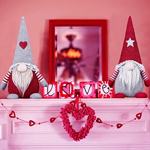 Cdlong 2Pcs Valentine Gnomes Christmas Gnomes Decorations, Handmade Mr & Mrs Gnomes Christmas Ornaments 2022, Scandinavian Santa Elf Plush Gnomes Christmas Decorations Xmas Gift Home Holiday Decor #TOP2
