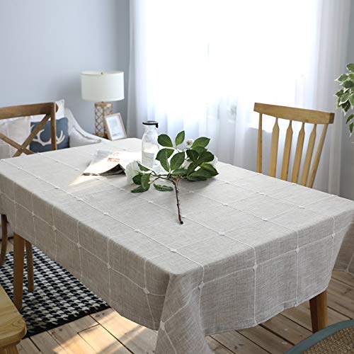 Preisvergleich Produktbild songcloth Abwaschbar Tischdecke Rechteck, Leinen Tischtuch, Hellgrau Baumwolle Leinen Einfache Staubdichte Tischdecke, Küche / Restaurant / café / Picknick / Abendessen 140x200cm