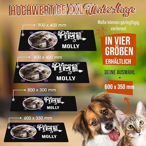 PR Print Royal Napfunterlage mit Name und Foto selbst gestalten - Dinner Time - Futtermatte für Hunde & Katzen - Personalisierte Geschenkidee, Waschbar | 60 x 35 cm, rutschfest
