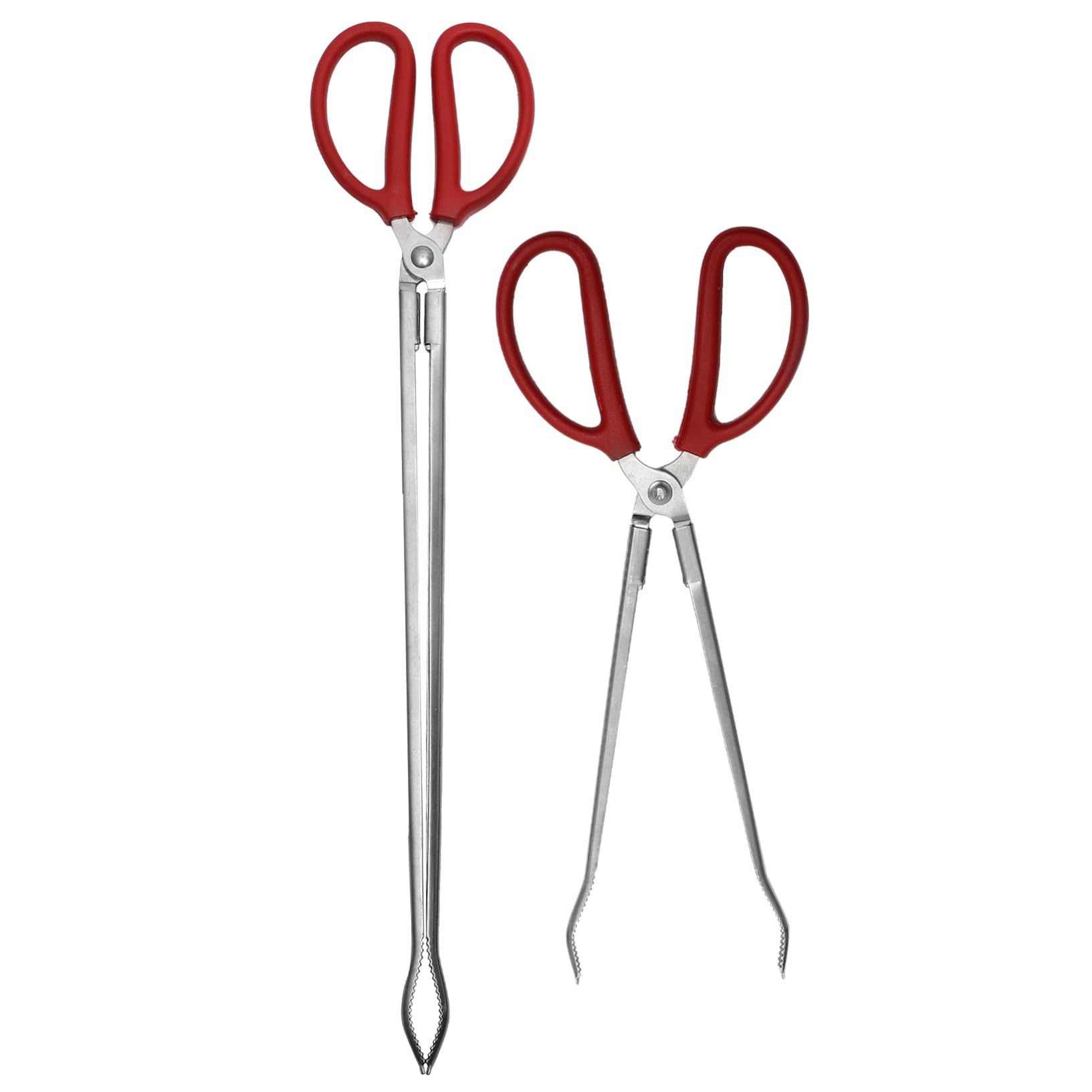 FOMIYES Pinzas Largas De Acero Inoxidable 2 Piezas (38 Cm y 51 Cm) Para Recoger Basura y Manipular Cangrejos, Anguilas y Peces De Barro, Herramienta Multiusos Para Exteriores, Jardinería y Pesca