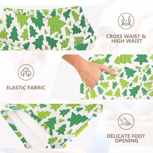 KLL Padrão sem costura de árvore de Natal V com forro cruzado calças de ioga controle de barriga cal